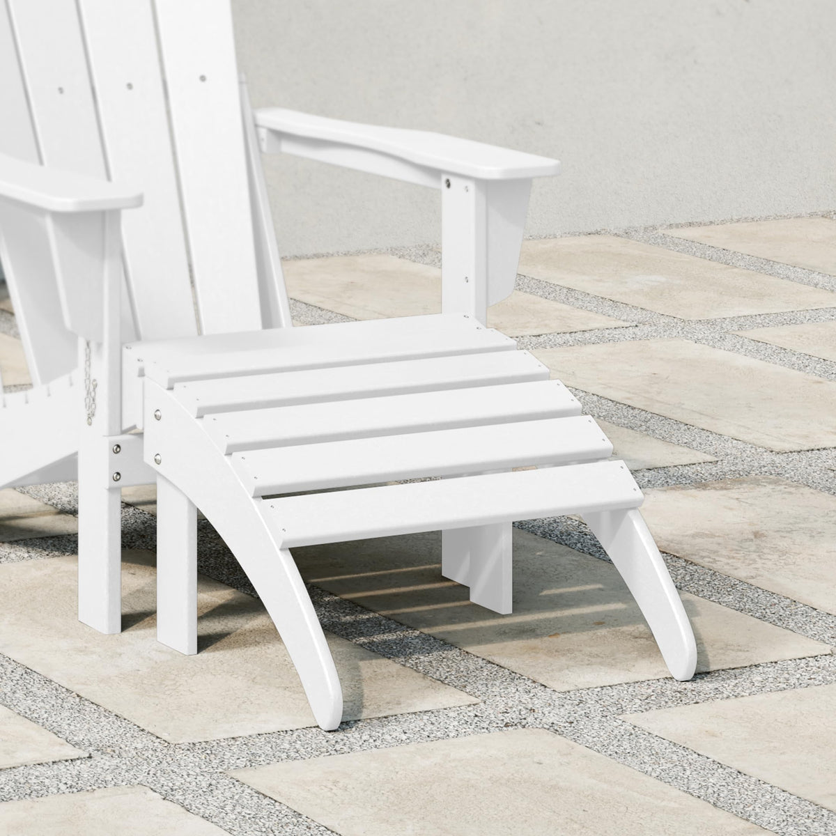 White All Weather Poly Lumber Adirondack Ottoman H67519