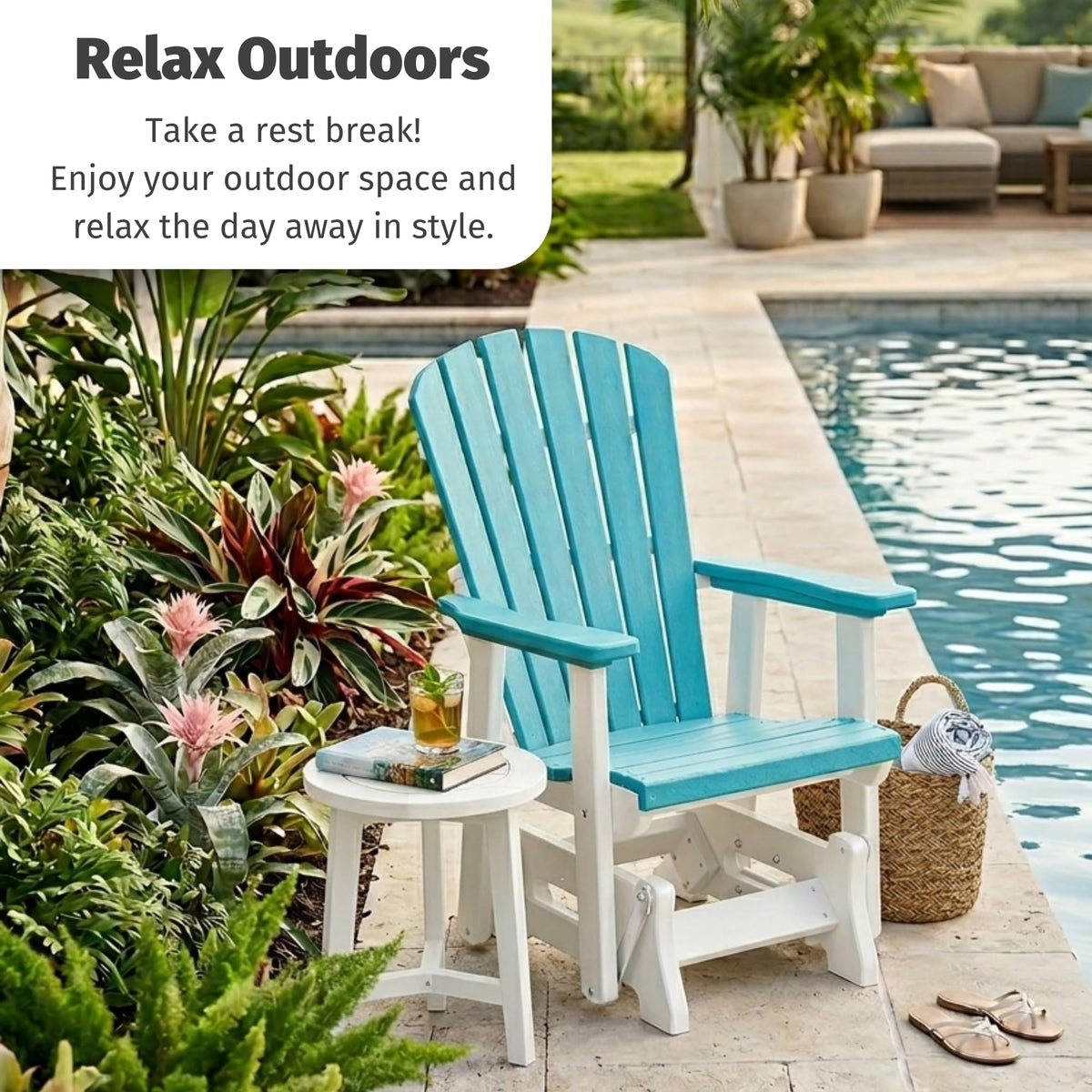 Tudor Brown Cedar Poly Adirondack Glider Outdoor Chair O969243