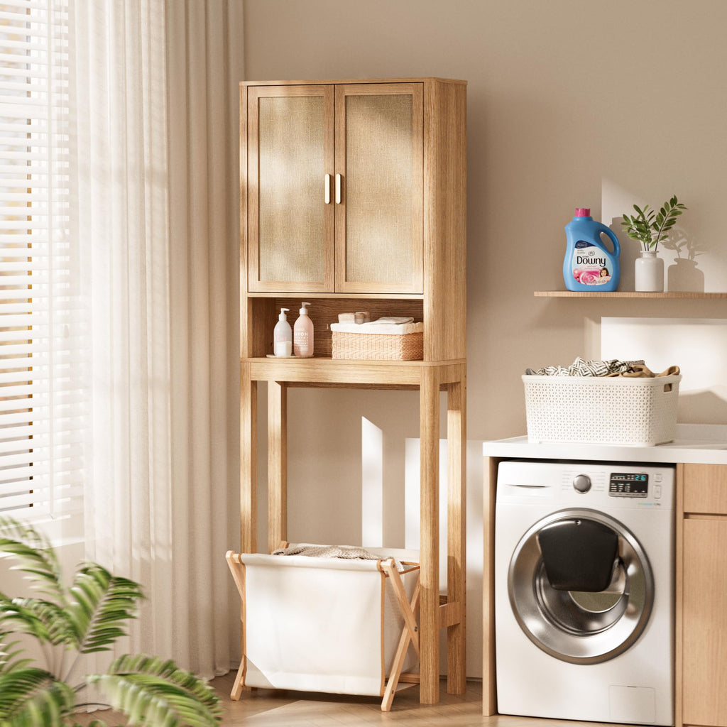 Over the Toilet Storage Cabinet with Rattan Doors G879153