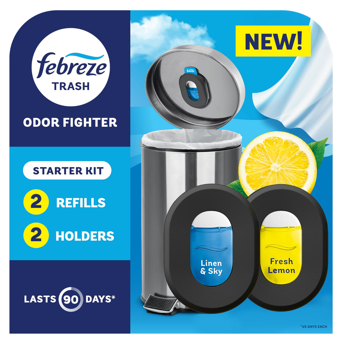 Can Air Freshener Stick-On Deodorizer, 2 Holders + 2 Refills K9301