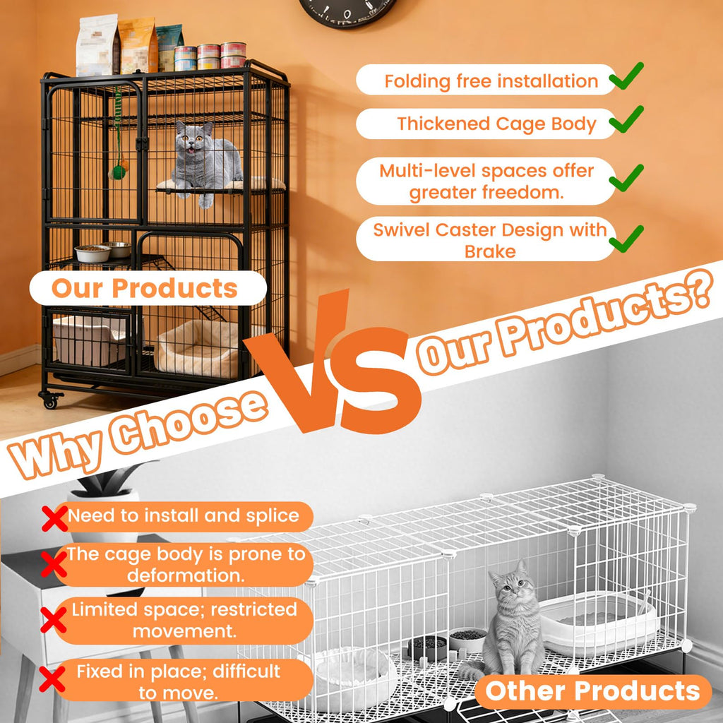 Collapsible Metal Wire Cat Cage R620406