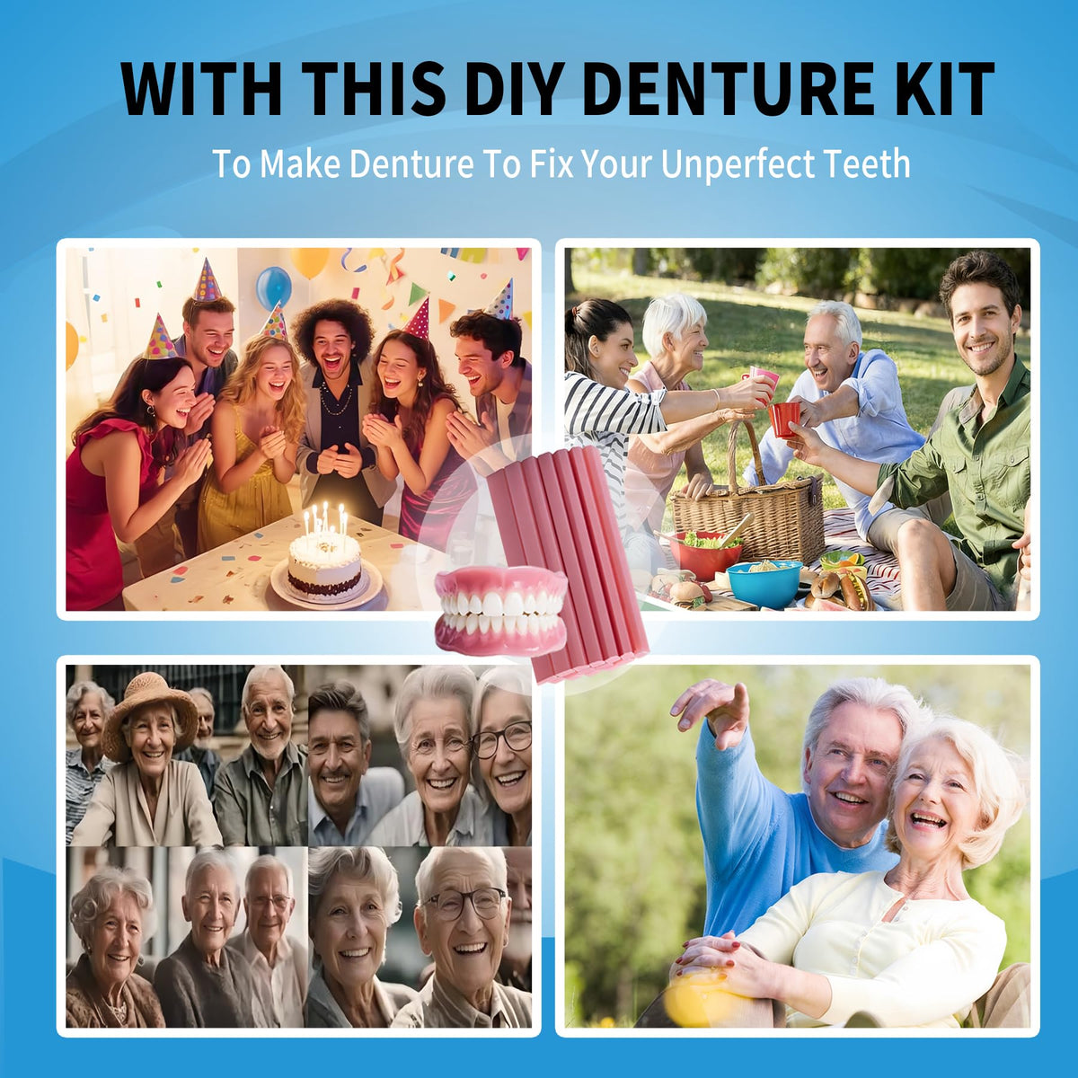 DIY Denture Kit Top & Bottom Fake Teeth D4173
