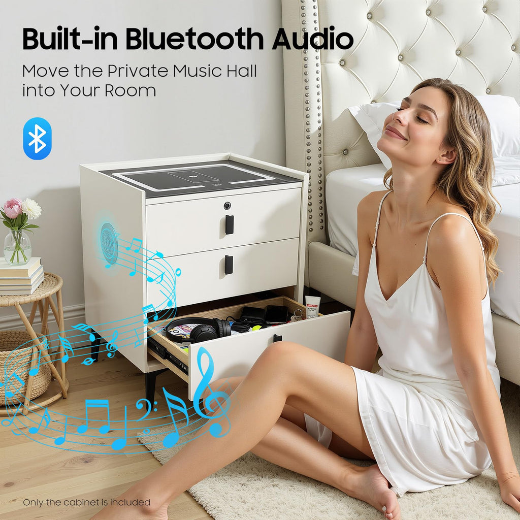 3 Drawers Nightstand with Fingerprint Lock and Wireless Charging I726779