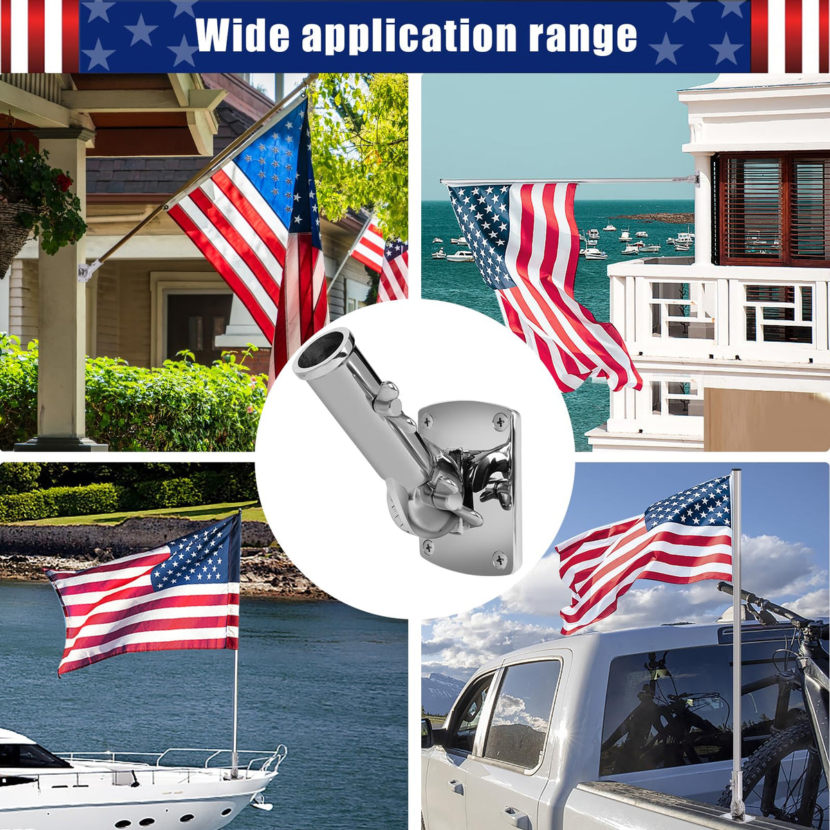 316 Stainless Steel Adjustable Flag Pole Holder I692