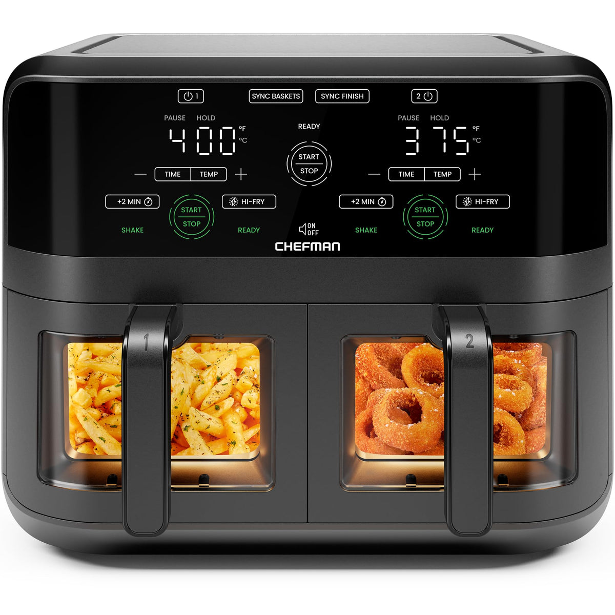 6 Quart Dual Basket Nonstick Air Fryer - Black E64275
