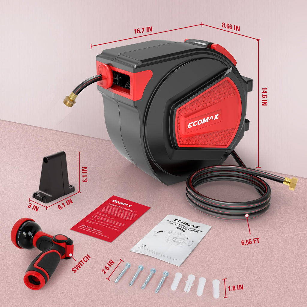 Retractable Garden Hose Reel 1/2" x 100 ft P132