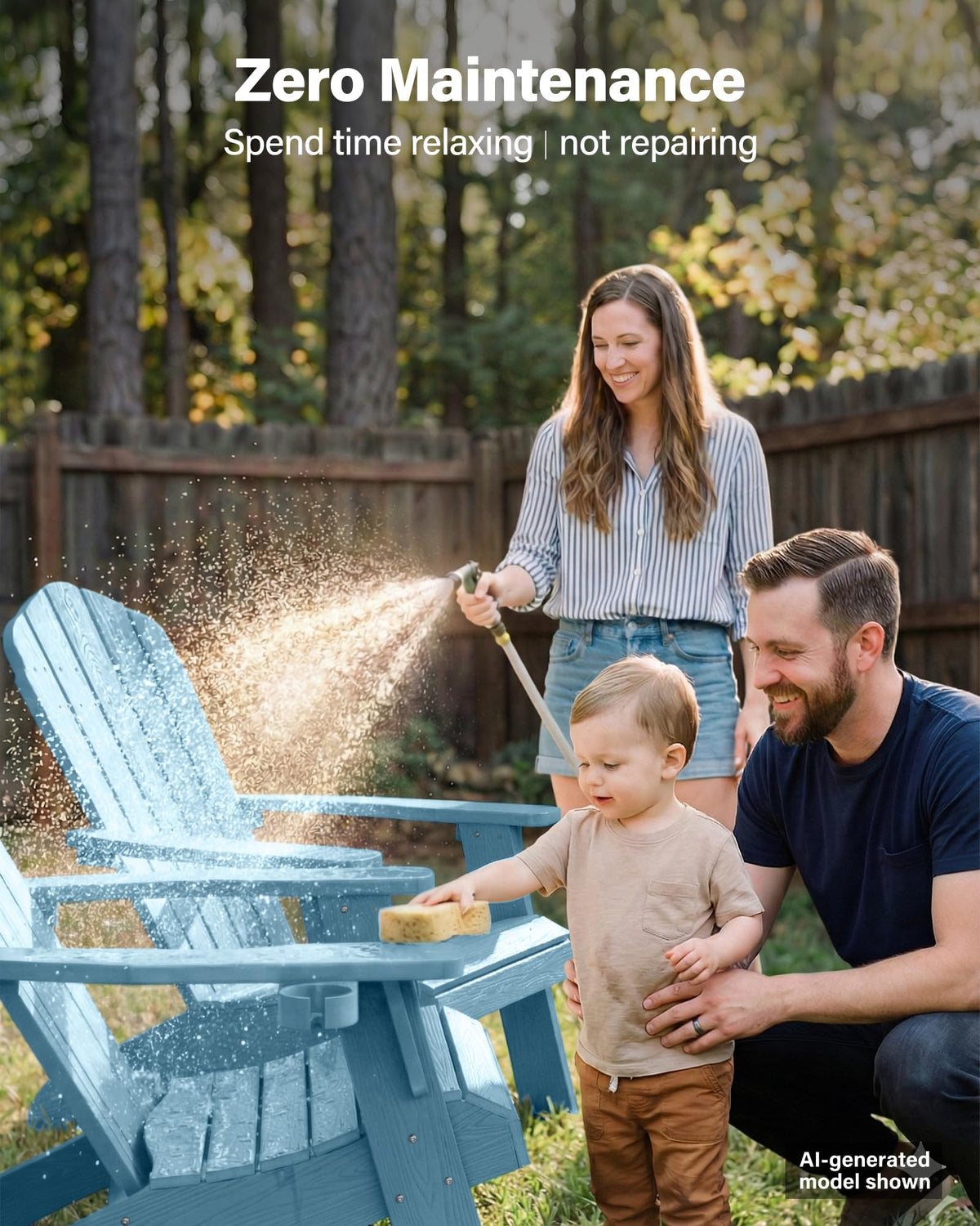 Oversized Adirondack Chair Set of 4 Blue V7009