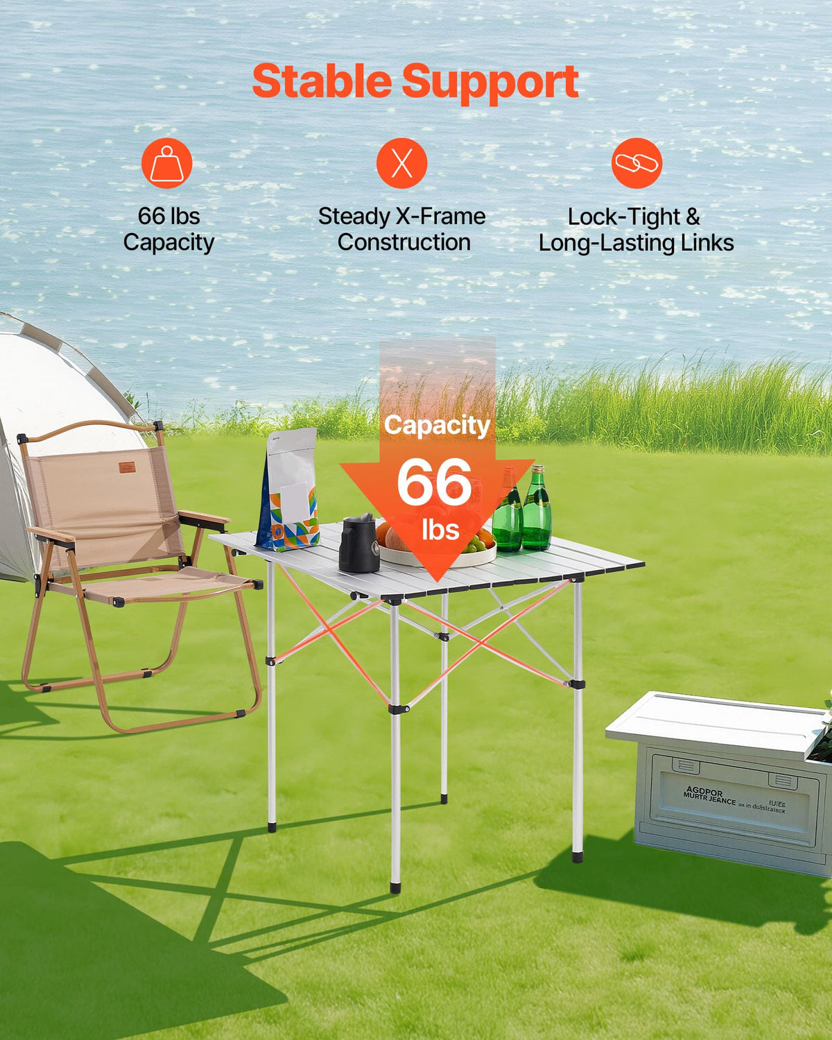Folding Camping Table 28 inch Silver S877