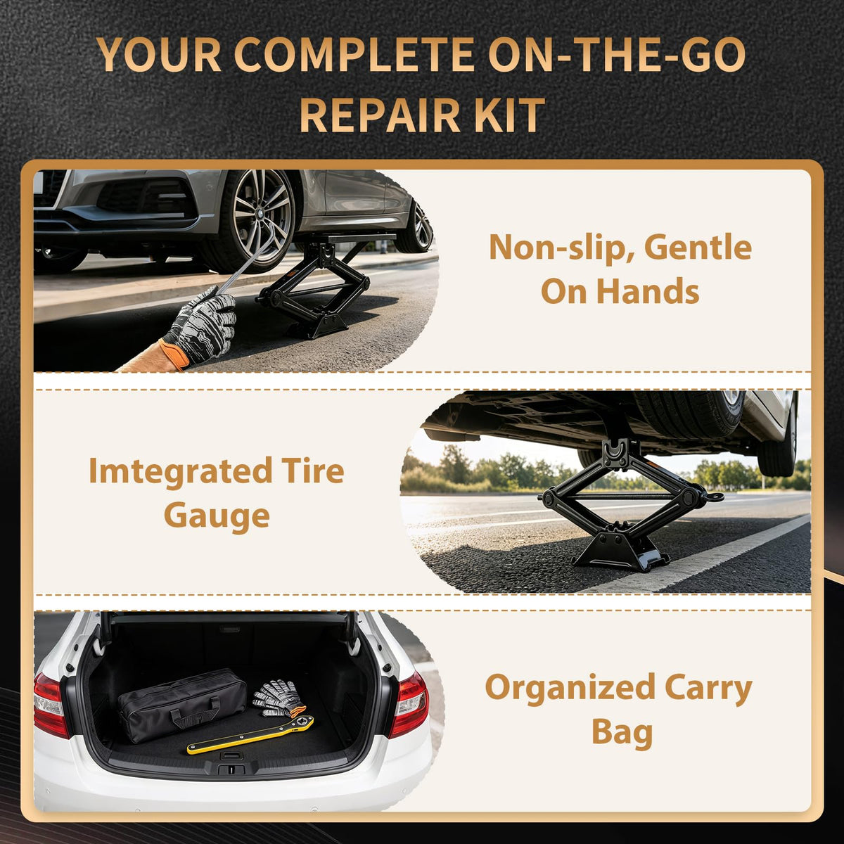 3-Ton Scissor Jack Kit with Ratchet Wrench Q348276