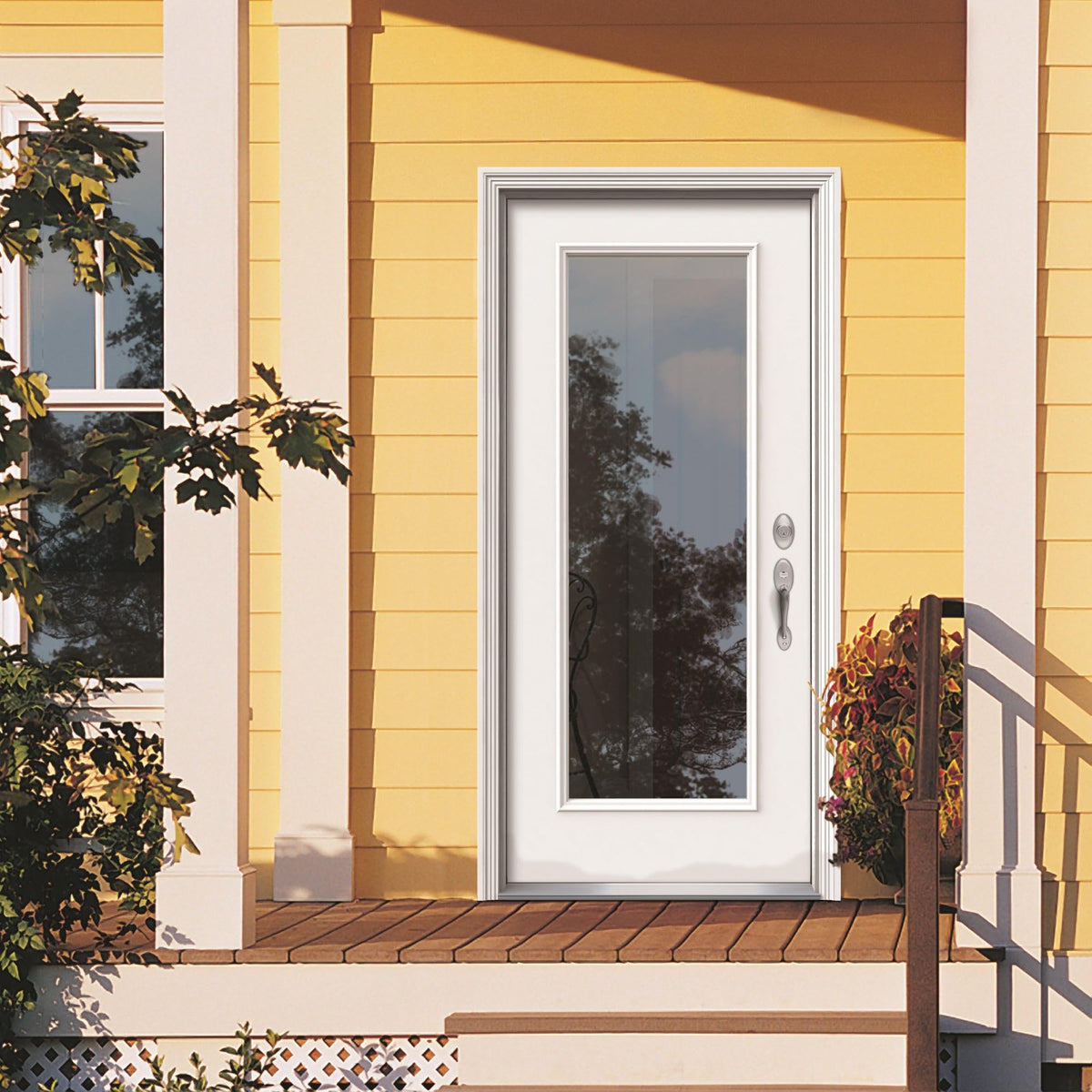 Fiberglass Smooth Primed Left Hand In-Swing Prehung Front Door Full Lite Clear Glass 32" x 80" H198835