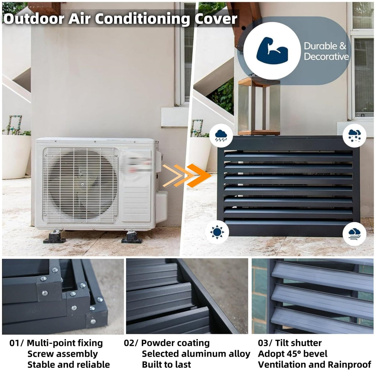 White Aluminum Alloy Air Conditioner Fence Panels O684122