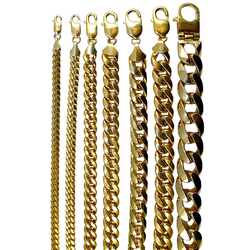 14K Yellow Gold Solid Miami Cuban Chain M7613