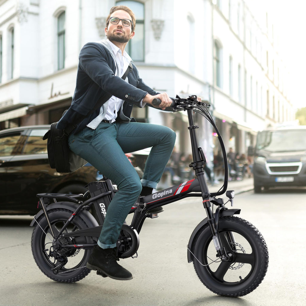 Peak 500W Step Over Electric Bicycle, 16" x 3.0 Fat Tire, 48V Removable Battery, 7 Speed J855