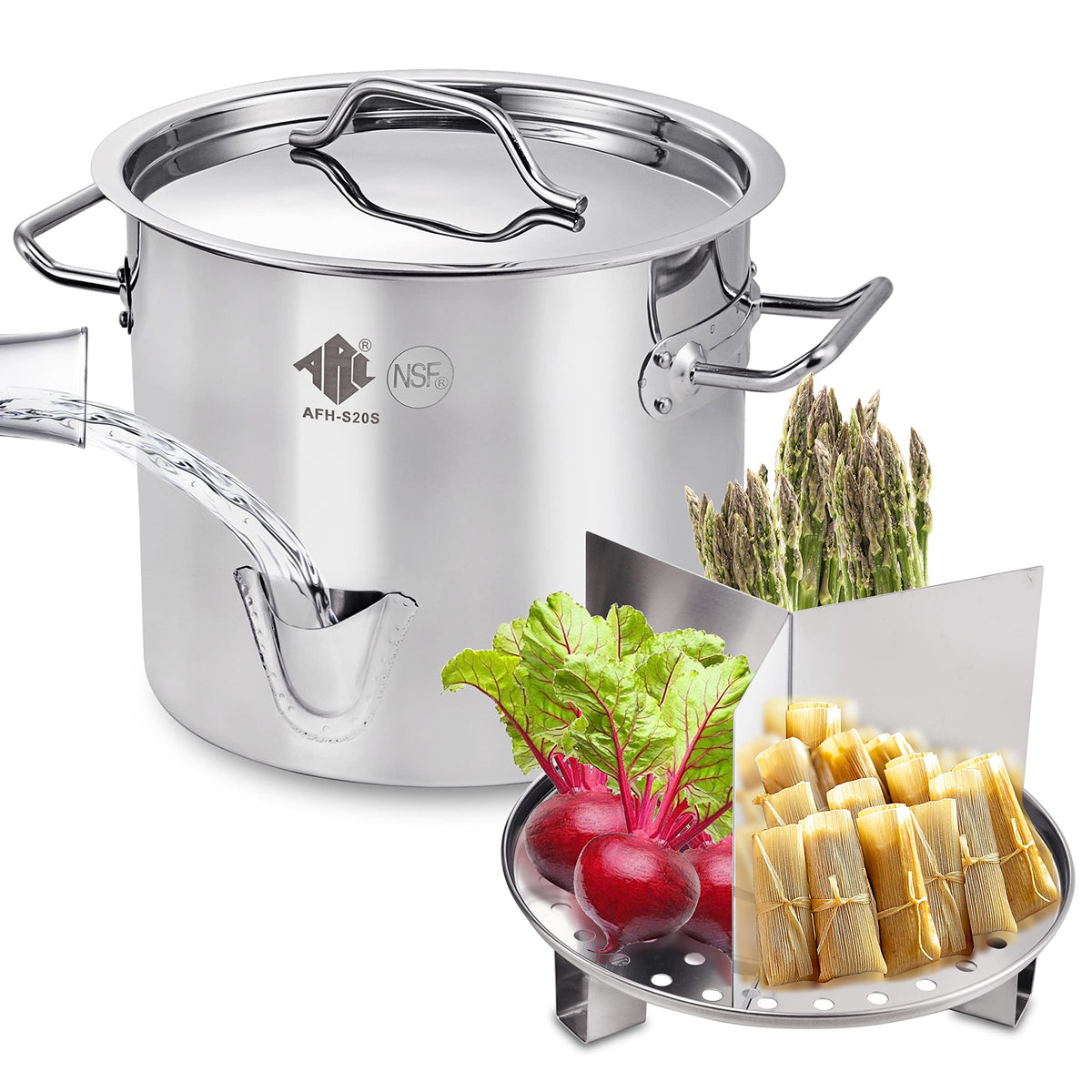 20QT Stainless Steel Tamale Steamer Pot R7046