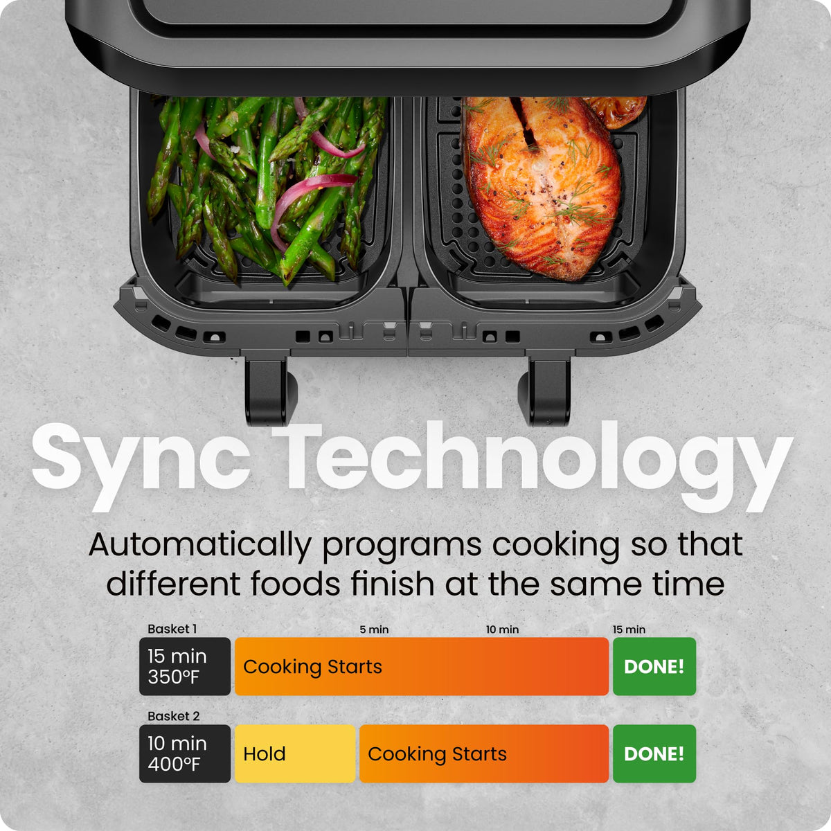 6 Quart Dual Basket Nonstick Air Fryer - Black E64275