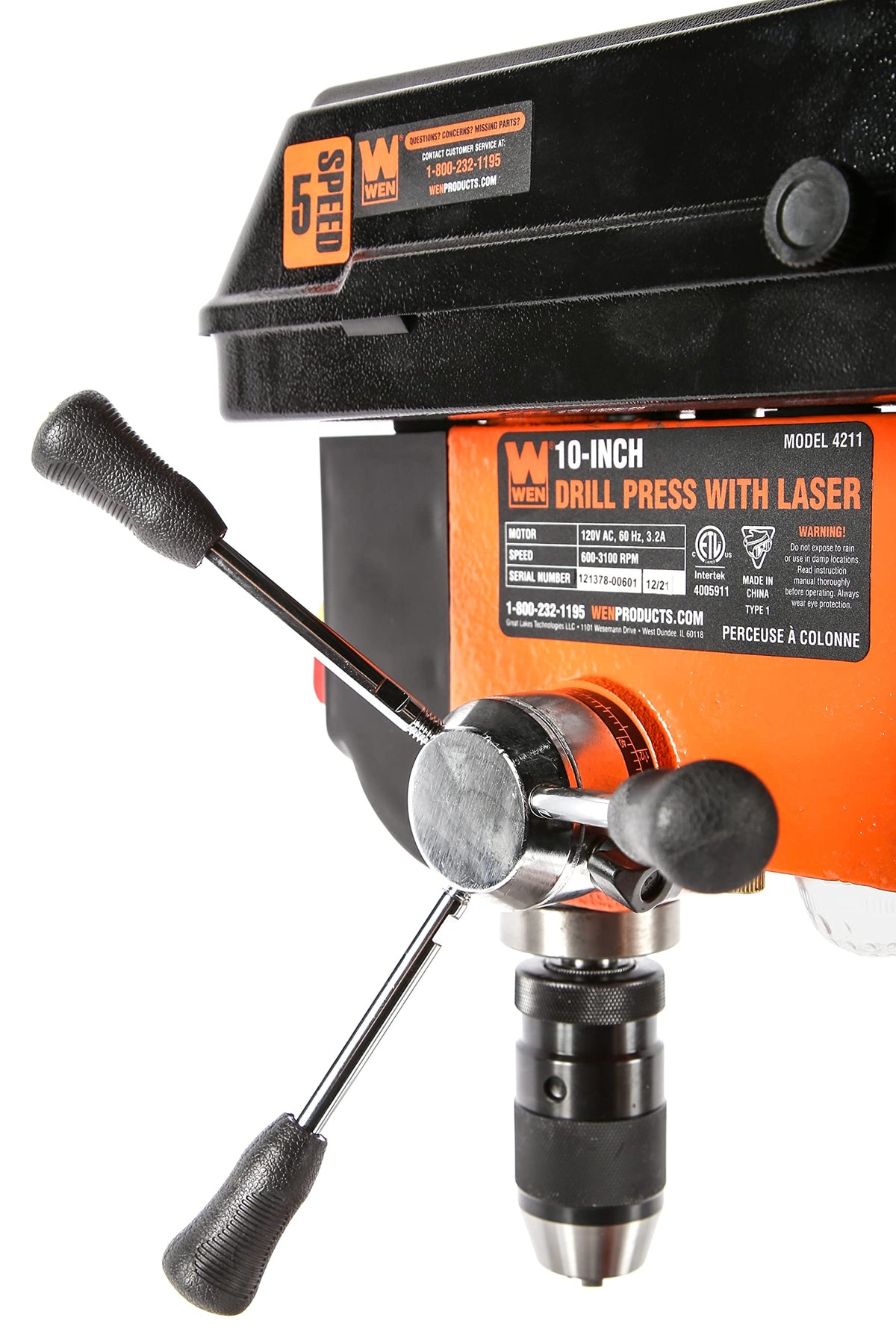 10-Inch 5-Speed Cast Iron Benchtop Drill Press E710459