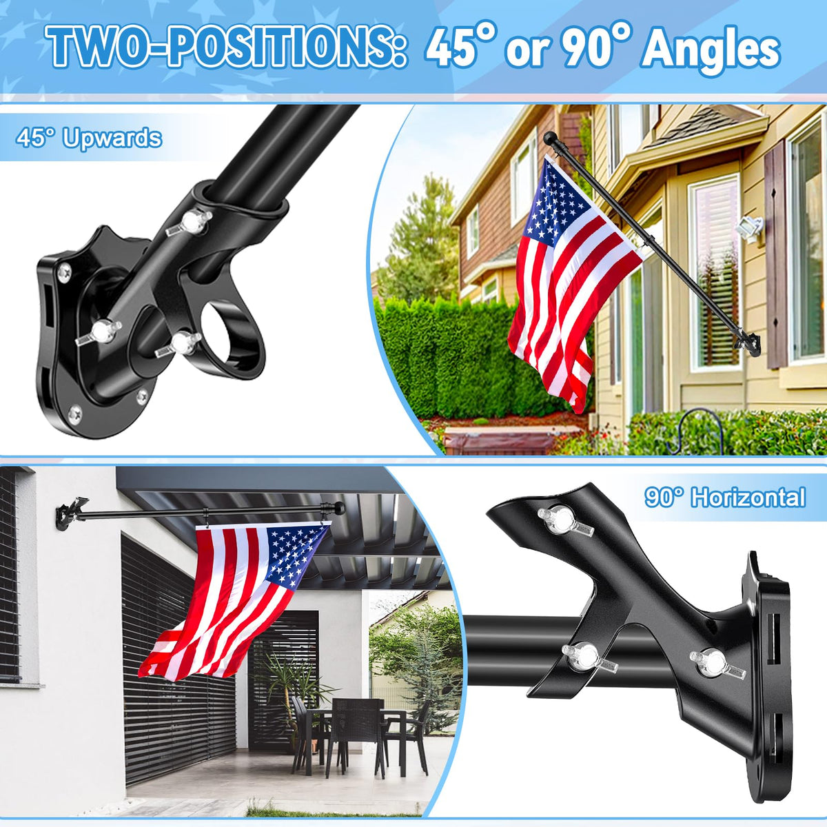 6 FT Black Metal Flagpole Kit and 1" Flag Pole Holder R48320
