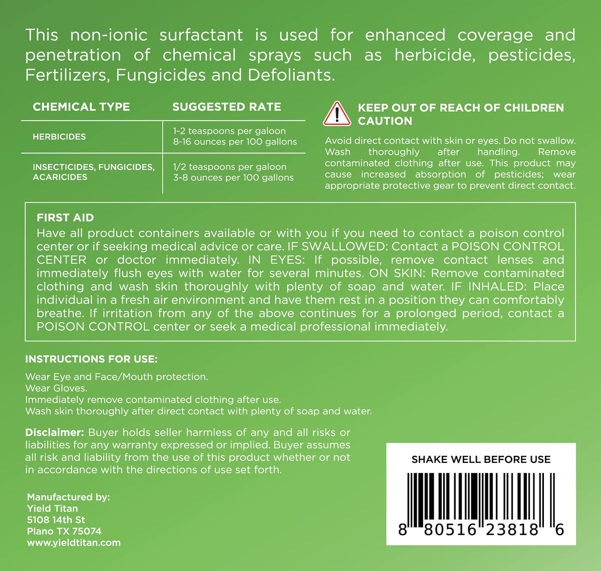 Non-Ionic Surfactant and Spray Pattern Indicator 8oz Each S74316