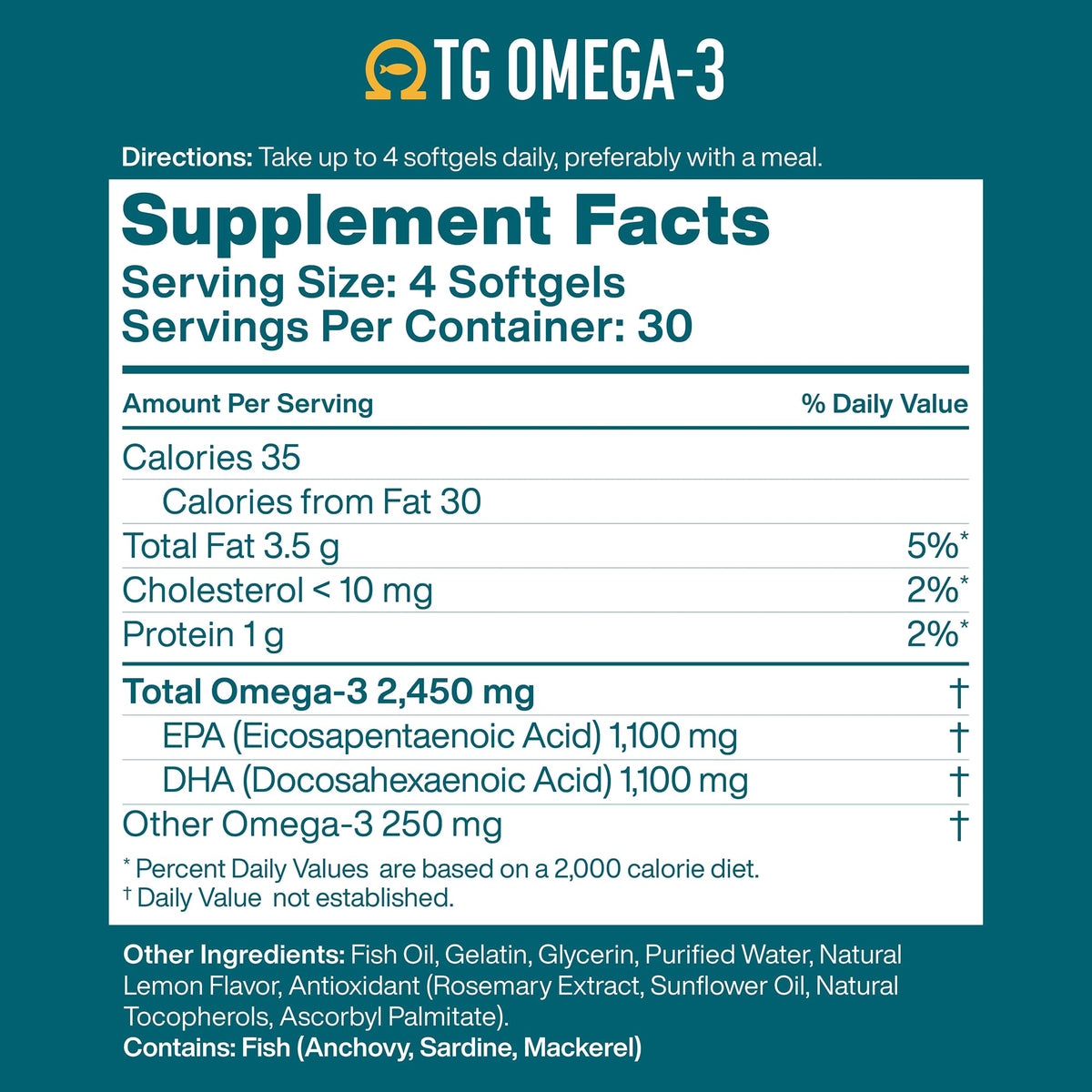 Omega 3 Fish Oil 1100mg DHA 1100mg EPA X75328