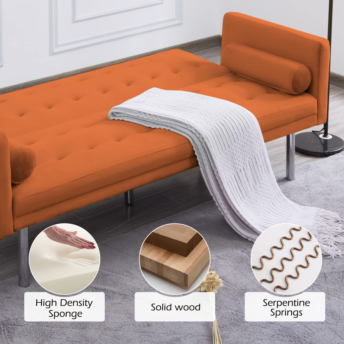 Orange Twin Size Convertible Sofa Bed M450114