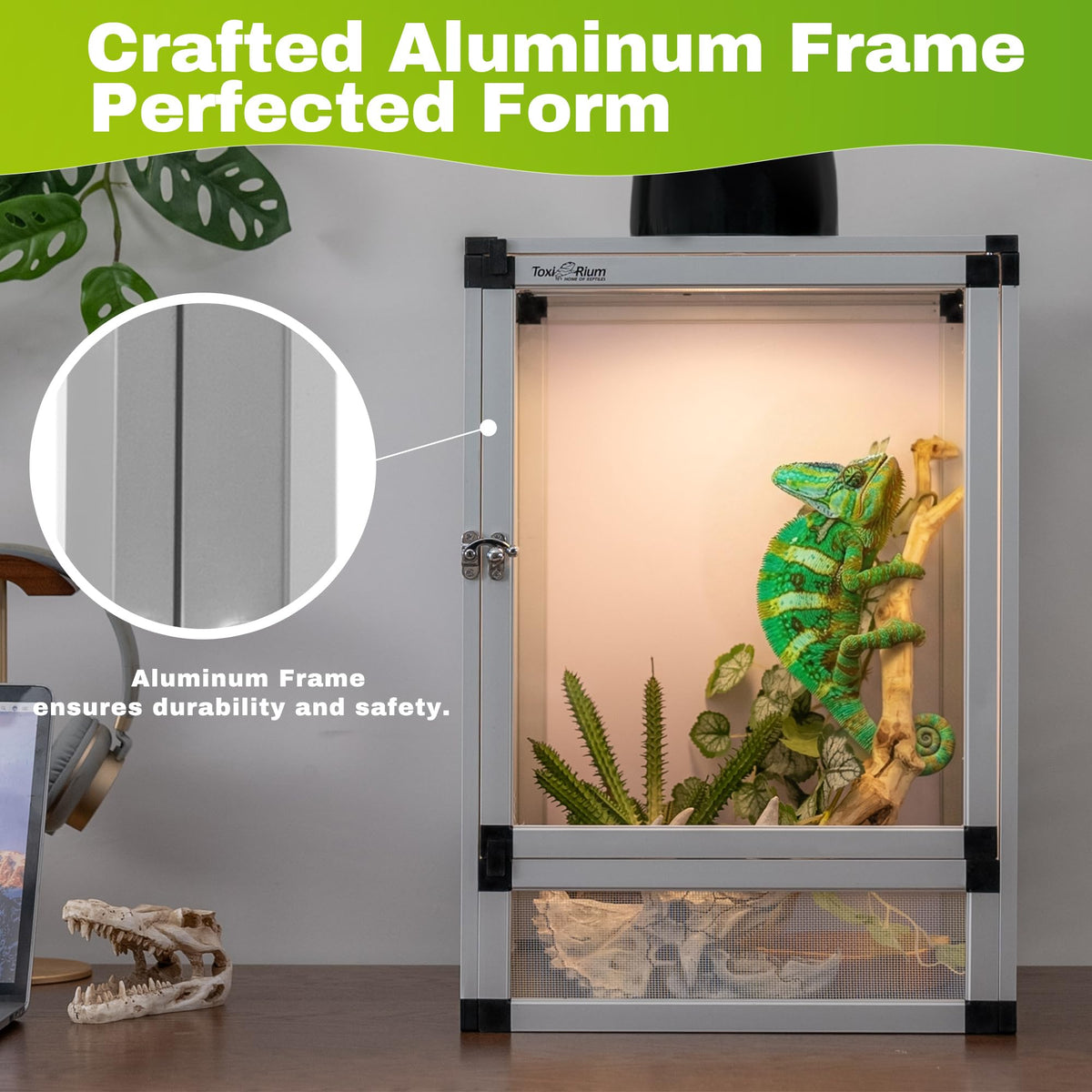 PVC Habitat Enclosure with Screen & Acrylic Doors, 12"x12"x18" Reptile Terrarium A965409