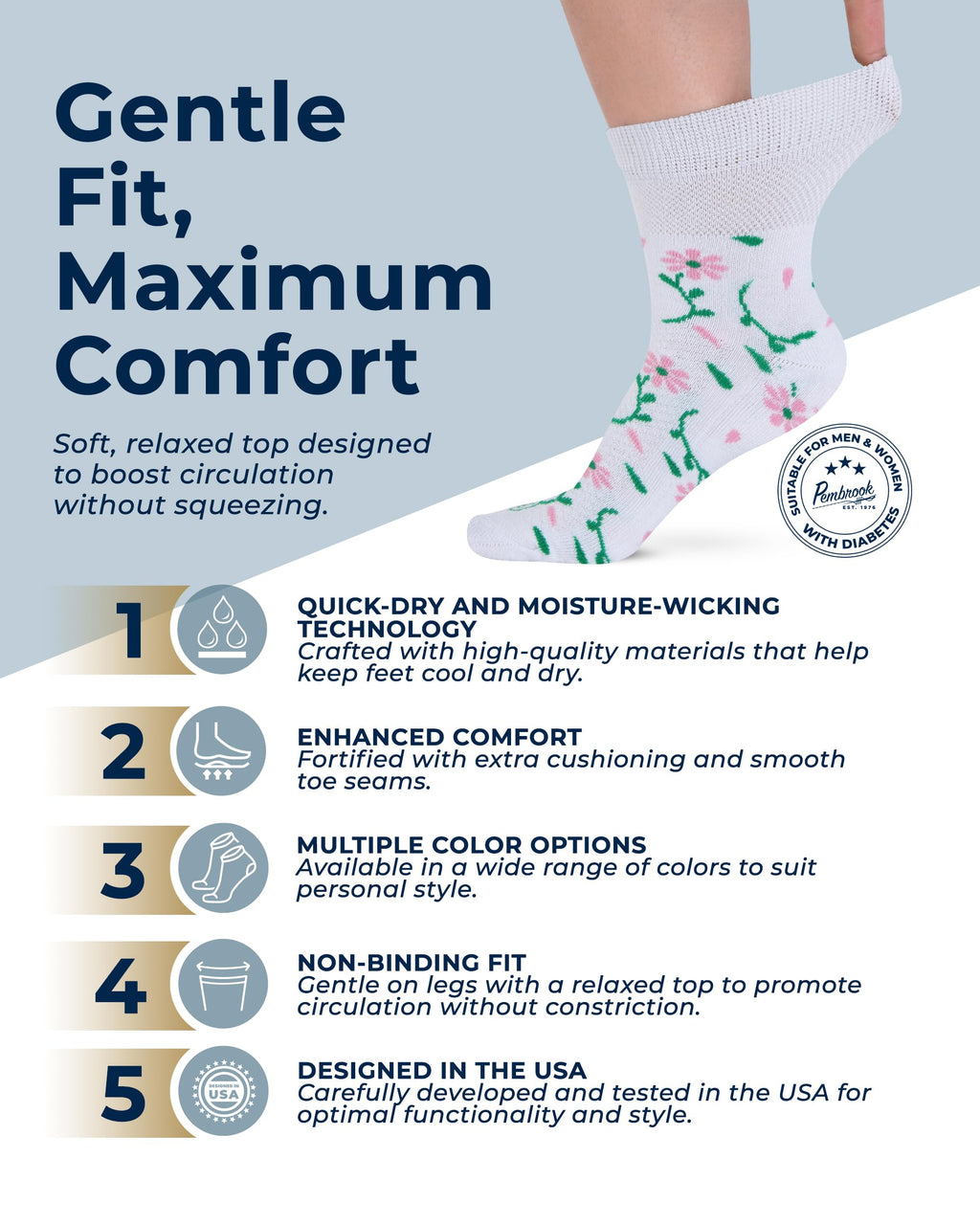 Bamboo Viscose Diabetic Socks 6 Pairs P317760