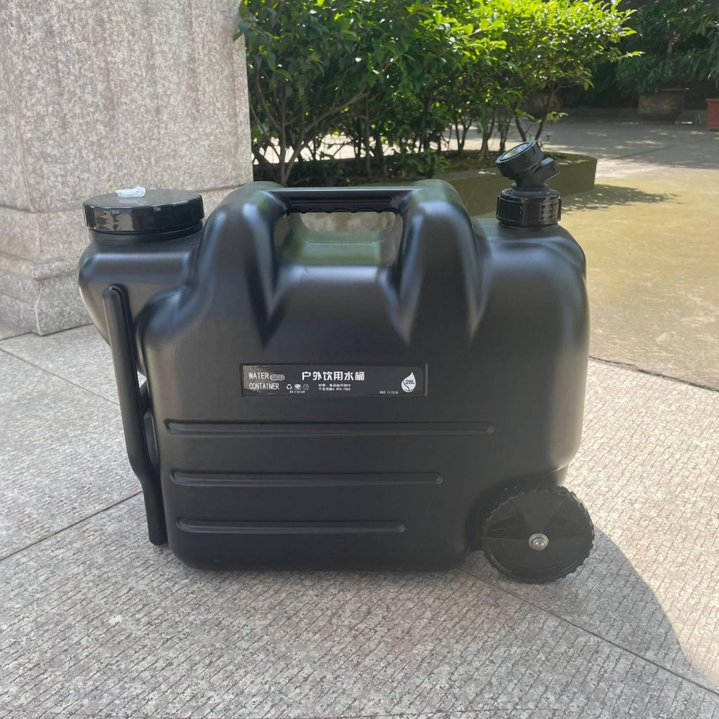 Portable Water Container with Faucet, Wheels, Black M86491