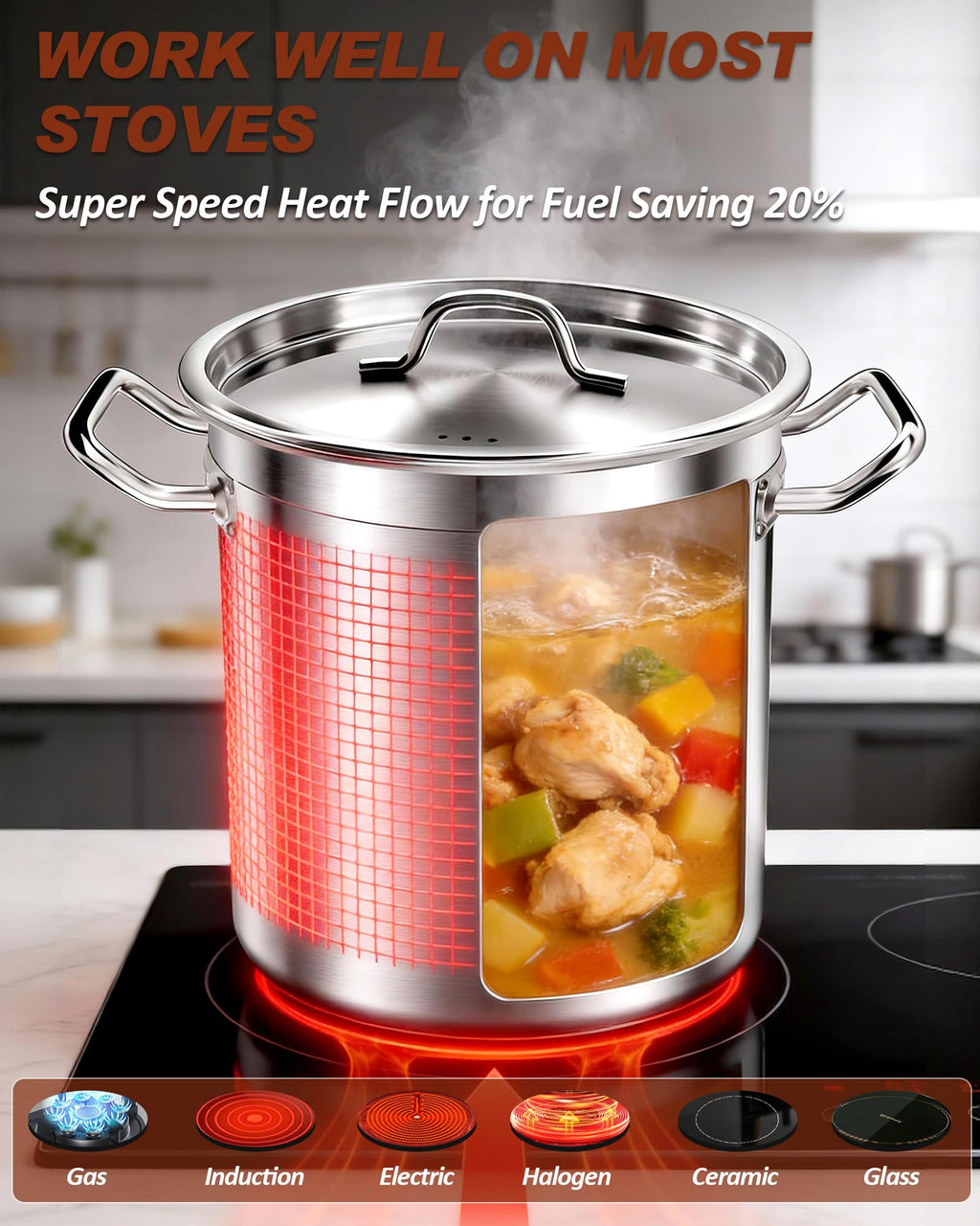 40 Quart Stainless Steel Stock Pot with Lid G3128