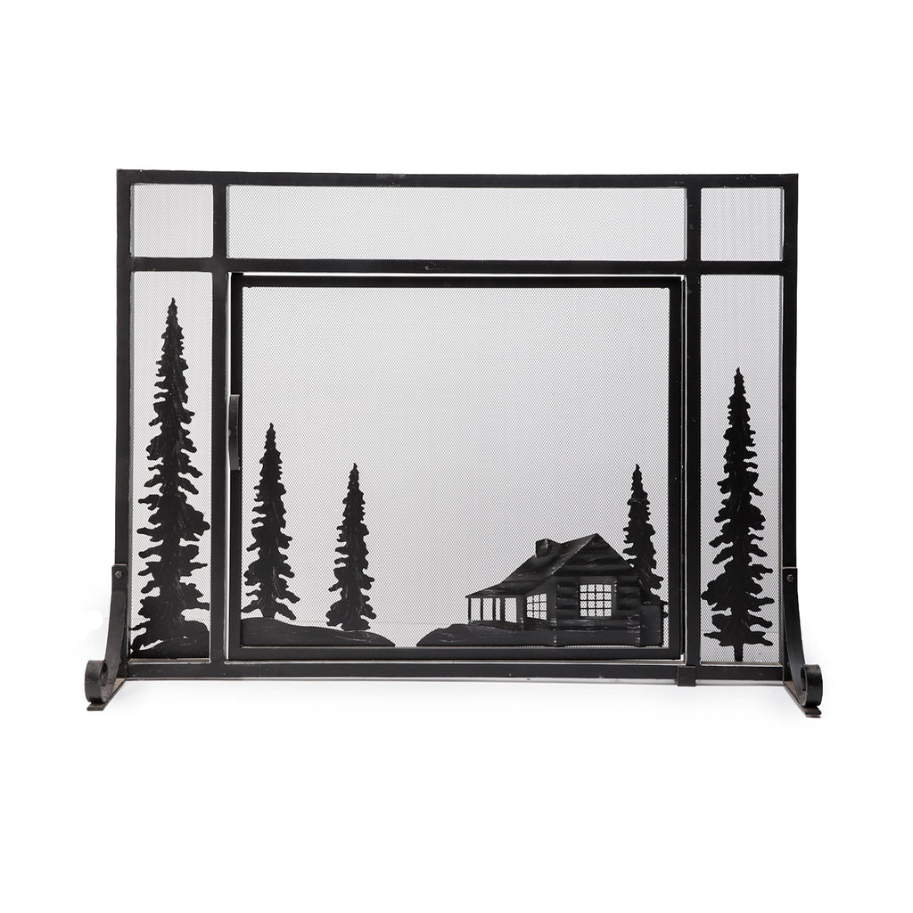 Black Metal Fireplace Screen W4502