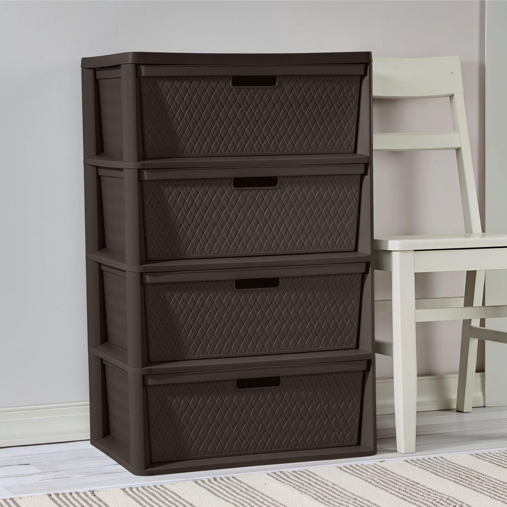Brown 4 Drawer Plastic Storage Tower A854158