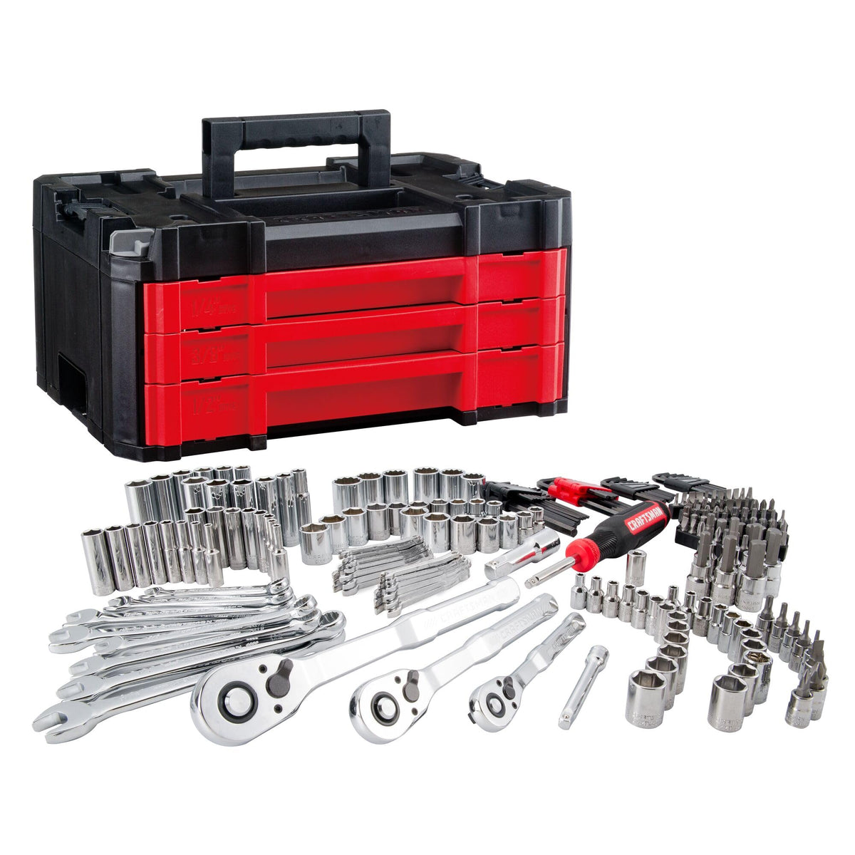 230 Pcs Mechanics Tool Set Socket Wrench Set with Toolbox L872717