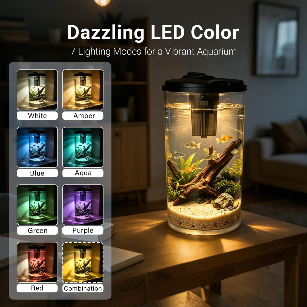 6-Gallon Aquarium Kit with LED Lighting and Power Filter R6948