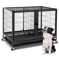 48 inch Large Wire Dog Crate with Lockable Wheels B698253
