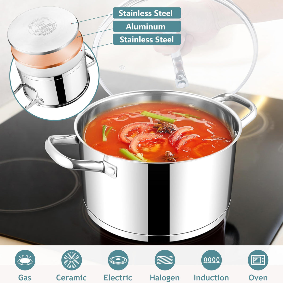 4 Quart Stainless Steel Stock Pot with Lid R62707