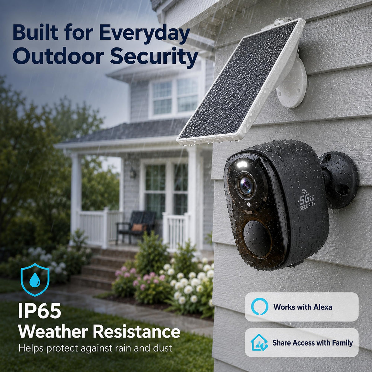 5GHz/2.4G Wireless Outdoor Security Cameras with Solar Panels L3564
