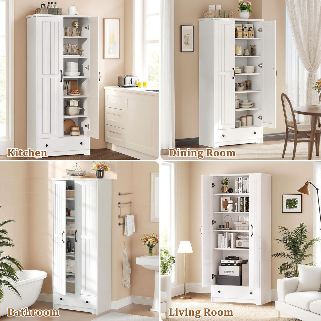 70" Tall Wood Storage Cabinet with 6 Adjustable Shelves Q515