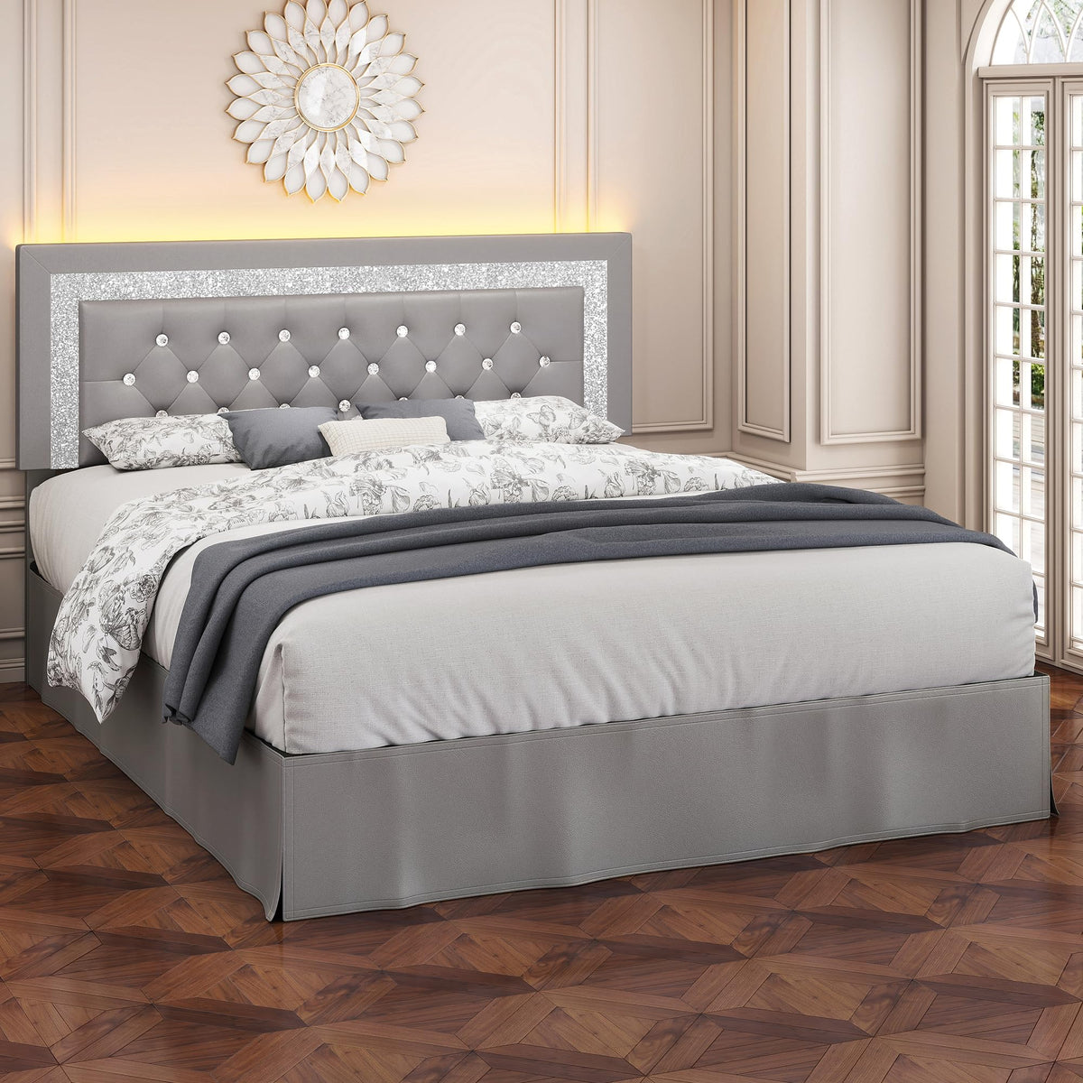 Twin LED Bed Frame with Adjustable Headboard H428