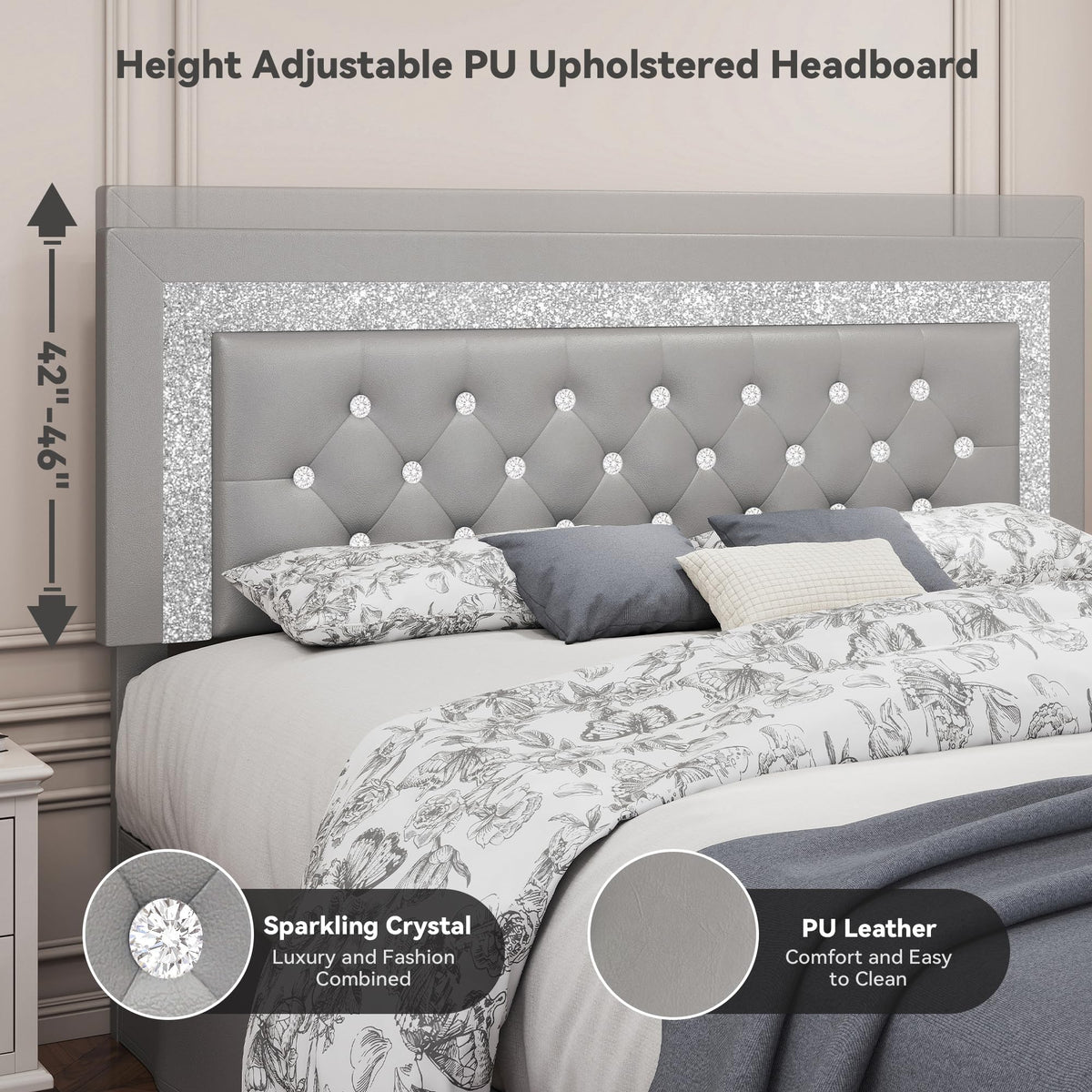 Twin LED Bed Frame with Adjustable Headboard H428