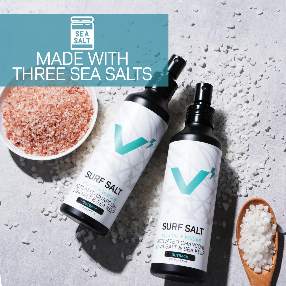Sea Salt Spray for Men, Hair & Beard Volumizing Texture Spray with Activated Charcoal, Sea Kelp & Green Tea, Fragrance Free Refill, 30 Fl Oz Y772