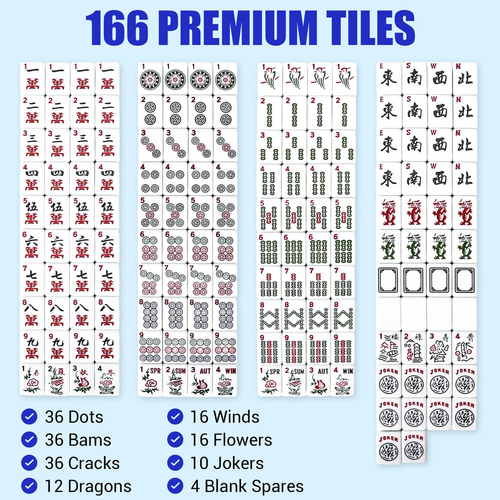 Mahjong Game Set with Racks, 166 Tiles & Bag Q603