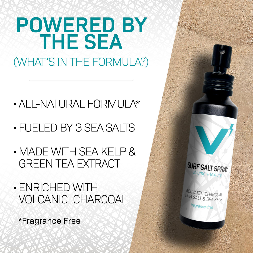 Sea Salt Spray for Men, Hair & Beard Volumizing Texture Spray with Activated Charcoal, Sea Kelp & Green Tea, Fragrance Free Refill, 30 Fl Oz Y772
