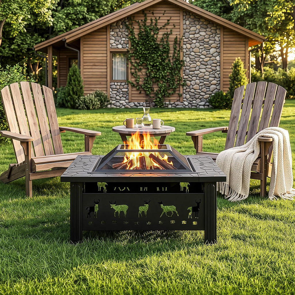 32 Inch Square Wood Burning Fire Pit Table P28678