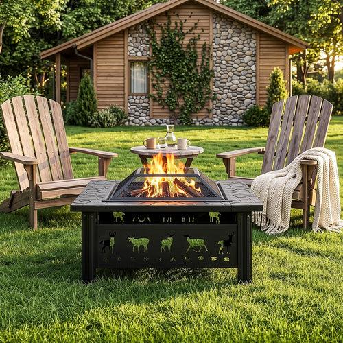 32 Inch Square Wood Burning Fire Pit Table P28678