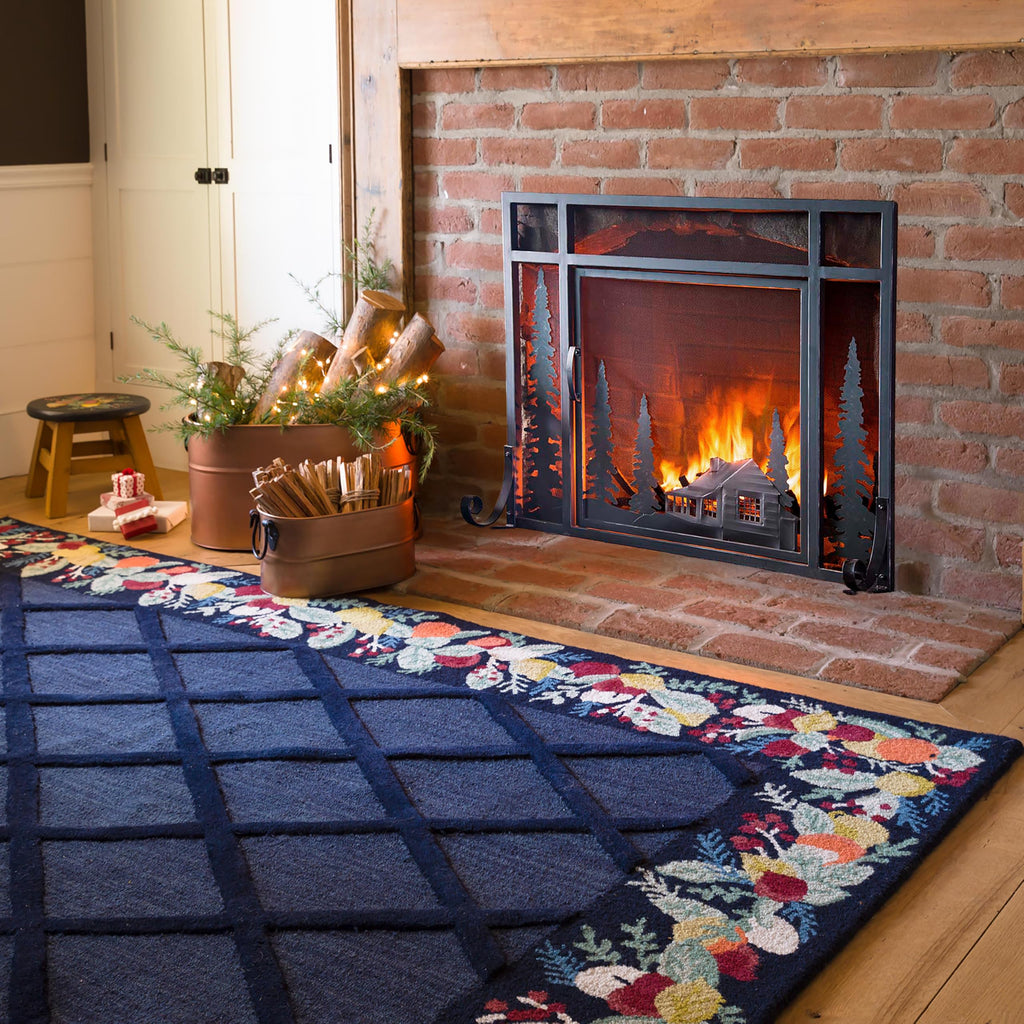Black Metal Fireplace Screen W4502