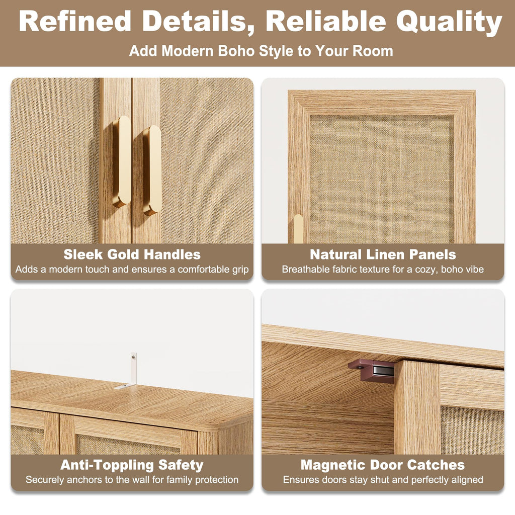 Over the Toilet Storage Cabinet with Rattan Doors G879153