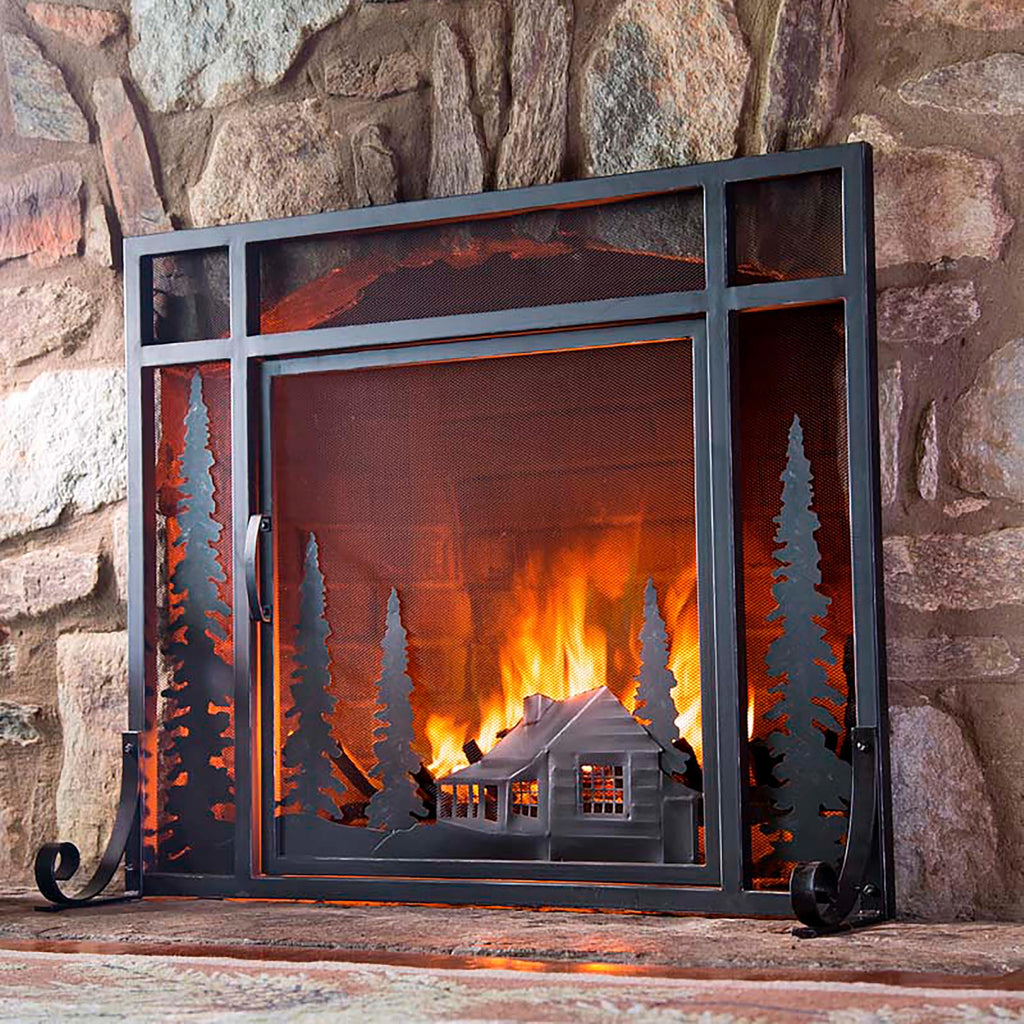 Black Metal Fireplace Screen W4502