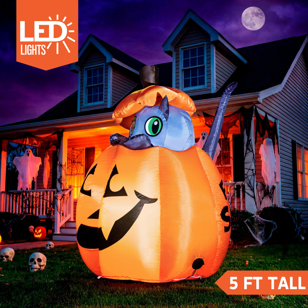 5 FT Animated Pumpkin Inflatable with LEDs T821