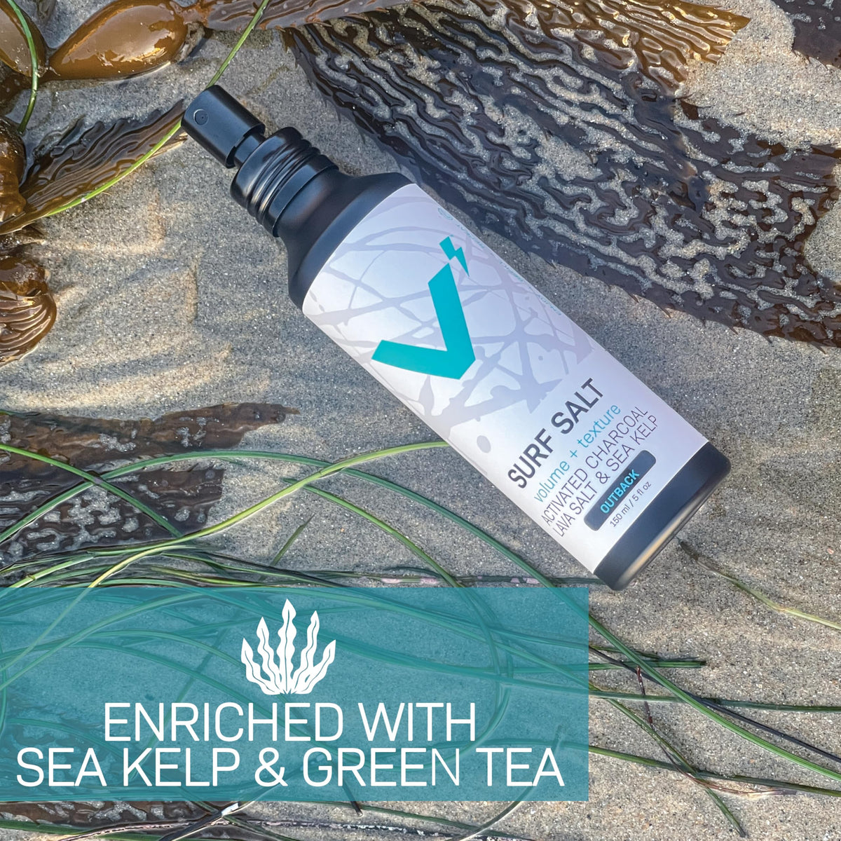 Sea Salt Spray for Men, Hair & Beard Volumizing Texture Spray with Activated Charcoal, Sea Kelp & Green Tea, Fragrance Free Refill, 30 Fl Oz Y772
