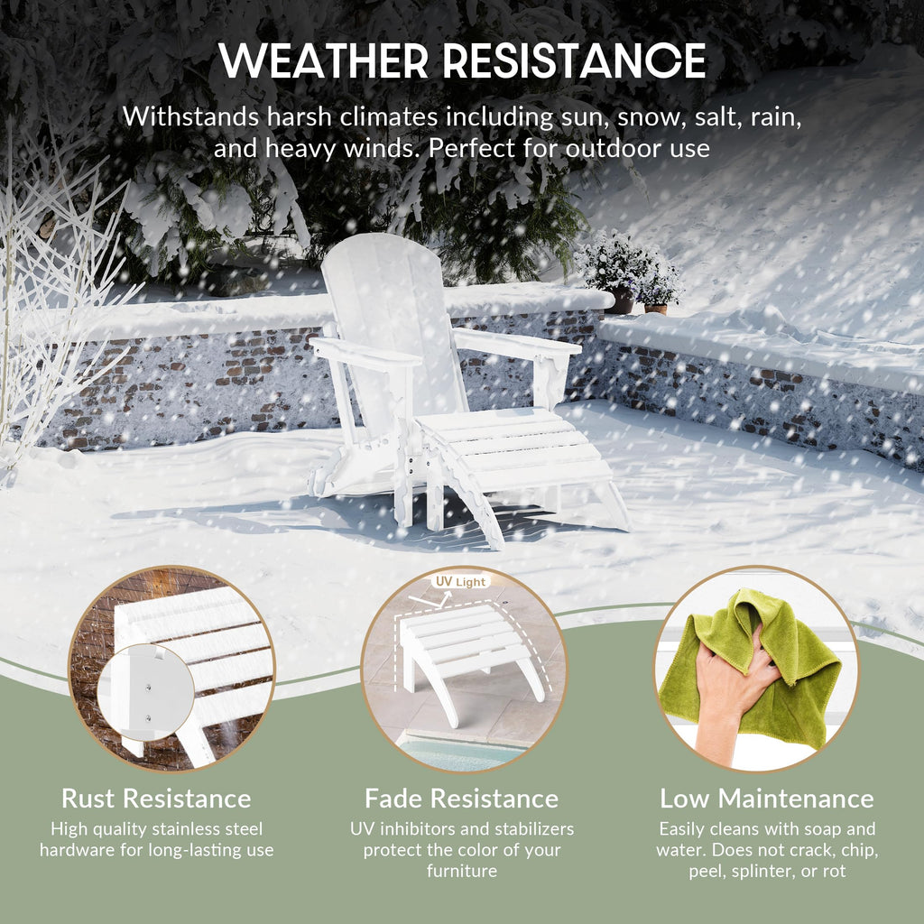 White All Weather Poly Lumber Adirondack Ottoman H67519
