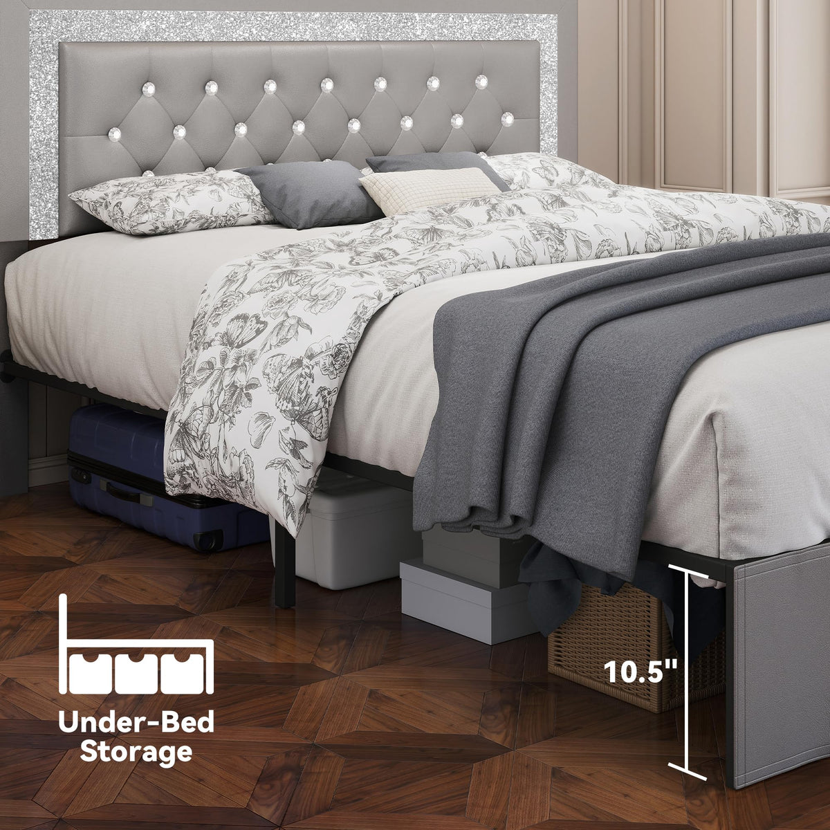 Twin LED Bed Frame with Adjustable Headboard H428